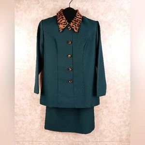 Vintage ANDREA KAY Suit Size 10P Hunter Green